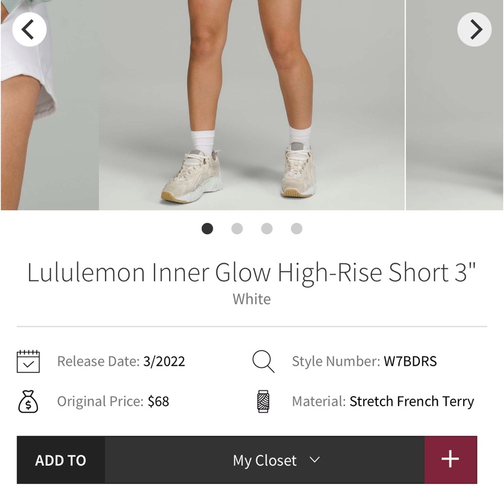 lululemon athletica White Inner Glow High-Rise Shorts